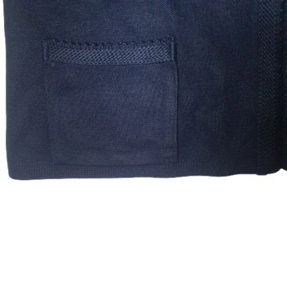 Size 10 Vintage West Germany Navy Wool Mix Knit Waistcoat Pockets - Picture 2 of 8
